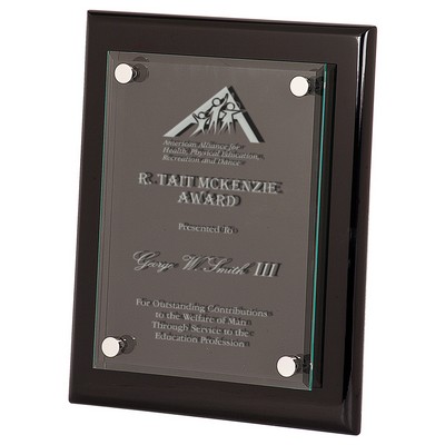 Floating Glass Black Piano Finish Plaque