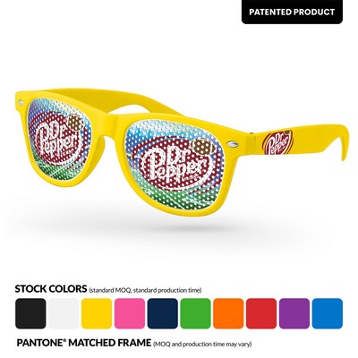 Retro Pinhole Promotional Sunglasses W/ Full-Color Temple Imprint