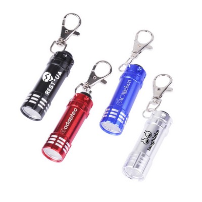 Bright 2 LED Aluminum Flashlight with Key Chain