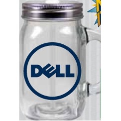 15 Oz. Mason Jar w/Handle & Aluminum Straw Hole Lid