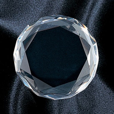 Crystal Awards / Crystal Beveled Round Paperweight