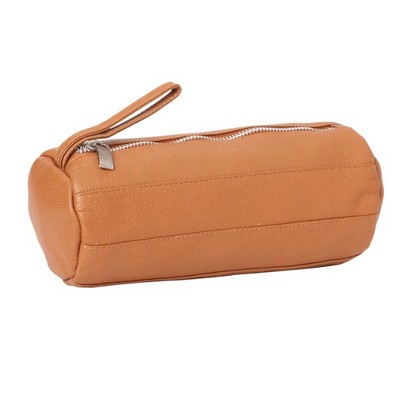 Leather Cylinder Cosmetic Bag