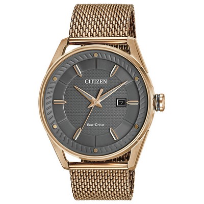 Citizen Men's Drive CTO Eco-Drive Watch, Rose Gold-tone Mesh Bracelet with Grey Dial