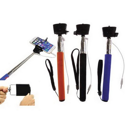 Wired Selfie Stick w/Printed Phone Holder