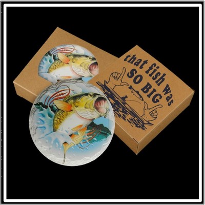 4 Round Layered Edge Custom Printed Coaster Box Set with Custom Print on Back of Box