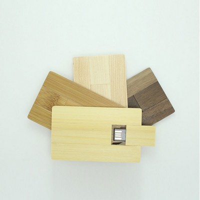 Credit Card Size Bamboo USB Flash Drive 2GB