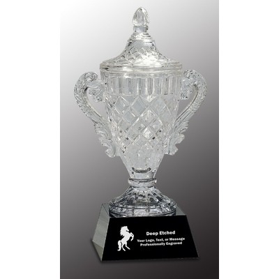 14" Crystal Cup on Black Pedestal Base Crystal Award