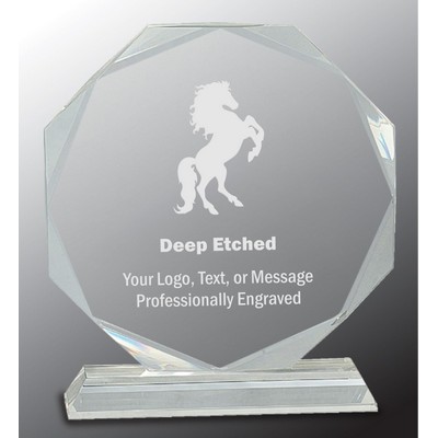 8" Clear Crystal Award Octagon on Clear Pedestal Base