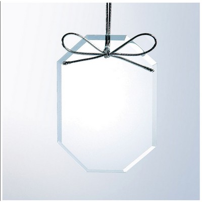 Starfire Glass Beveled Ornament, Long Octagon, 4"x2-3/4"