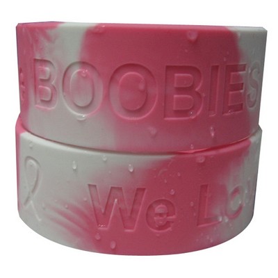 1/2 Inch Breast Cancer Swirl Debossed Wristbands