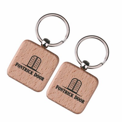 Square Wooden Keychain