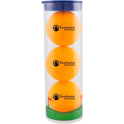 3 Ball Clear Tube with Volvik Vivid Golf Balls