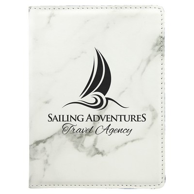 Passport Holder, White Marble Faux Leather