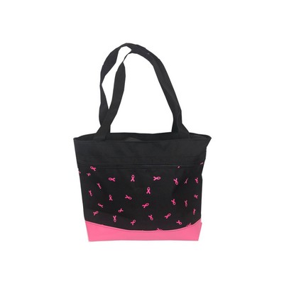 AO USA Made Pink and Black Pink Ribbon Tote Bag