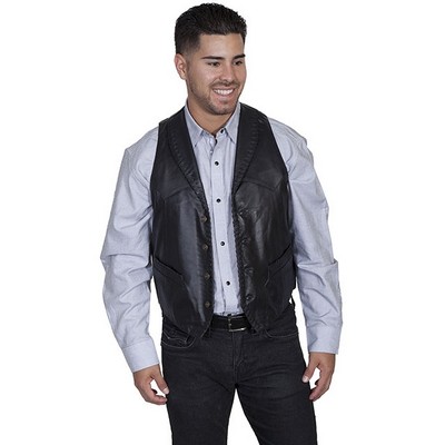 Men's Whip Stitch Leather Lapel Vest