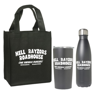 Tumbler & Bottle Set w/Non-Woven Mini Gift Tote Bag