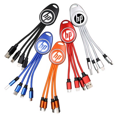 3-in-1 USB Slide Magnet Charging Cable w/Keychain