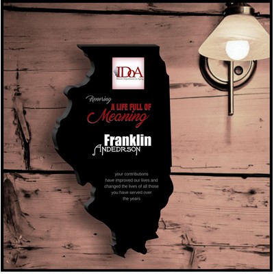 14" Illinois Black Acrylic Plaque