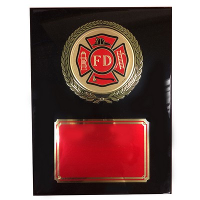 Fire Department Piano Finish Black Board Plaque (9" x 12")