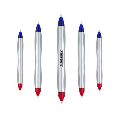 Blue Red Double Sided Silver Pen