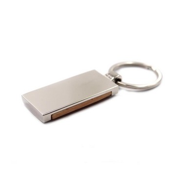 Rectangle Wood Keychain with Metal Fram