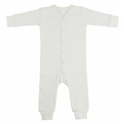 Interlock White Union Suit Long Johns