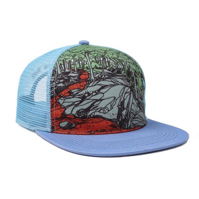 Sublimated 5 Panel Mesh Back Cap - High, Medium, Or Low Crown