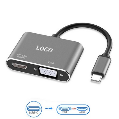 2 in 1 Type C to HDMI and VGA Adapter