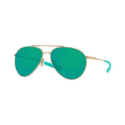 Costa® Del Mar Piper Polarized Sunglasses w/Shiny Gold Frames & Green Mirror Lenses