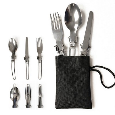 Three-Piece Stainless Steel Foldable Cutlery