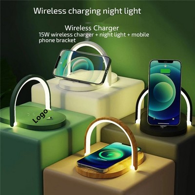 Night Light with Wireless Charger Bedside Lamp with 15W Fast Charging Station Touch Control Lamp