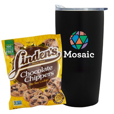 Promo Revolution - 20 Oz. Straight Tumbler w/Plastic Liner Gift Set w/Chocolate Chip Cookies