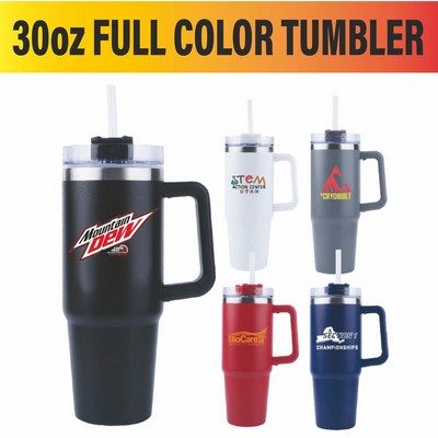 30oz Vacuum Sealed Full Color Tumbler with handle