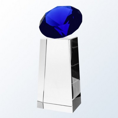 Blue Diamond Pillar Crystal Award, 7 1/4"H