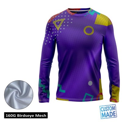 Unisex and Kids' Full Sublimation Long Sleeve T-Shirt - 160G Performance Grade Birdseye Mesh