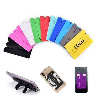 Silicone Phone Card Wallet w/ Cell Phone Stand Holder