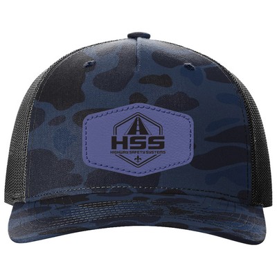 Richardson 112PFP Printed 5-Panel Snapback Trucker Hat w/Leatherette Adhesive Patches or Embroidery