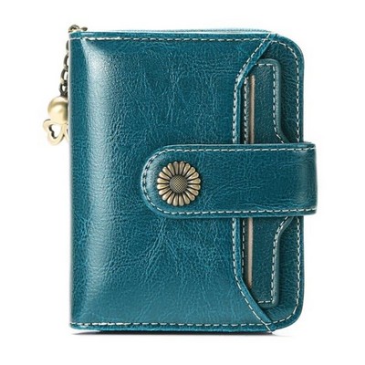 Leather Bifold Compact RFID Blocking Purse