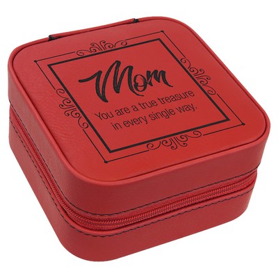 4" X 4" Red Leatherette Travel Jewelry Box