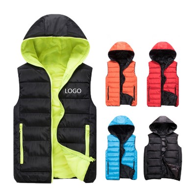 Mens Hooded Coat Winter Down Vest