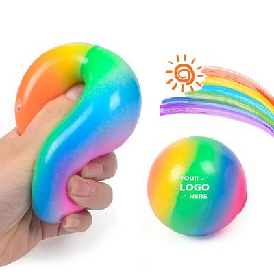 Rainbow Stress Relief Toy Sticky Elastic Ball