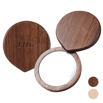 Wooden Pocket Compact Makeup Mirror