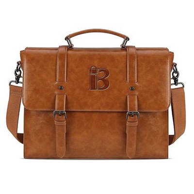 PU Leather Laptop Briefcase Messenger Crossbody Bag