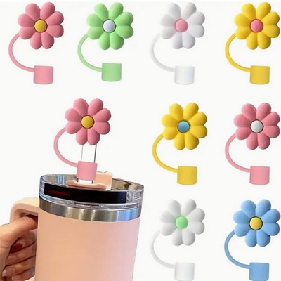 Silicone Cute Flower Straw Dust-Proof Cover