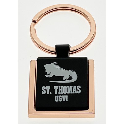 Square Black Key Tag- Rose Gold Plated