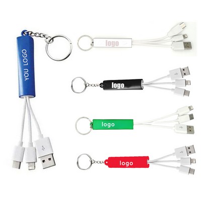 3-in-1Charging Cable with Keychain Light Up