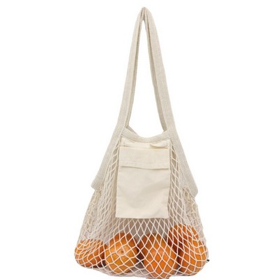 Cotton Market Mesh Tote Bag w/Interior Pocket