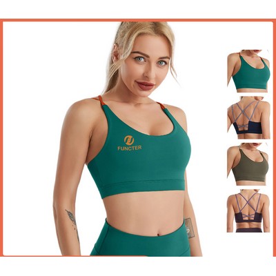 Women's Yoga Sports Bra Strappy Bralette Bra Running Vest Athletic Shirt