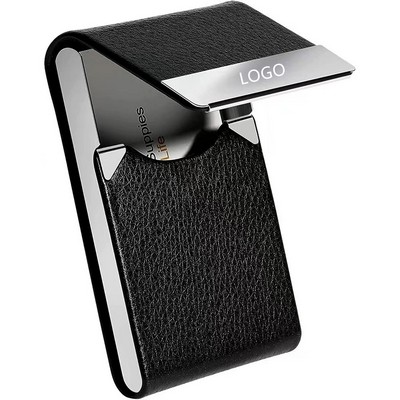 Leather Business Card Holder With Magnetic Closure