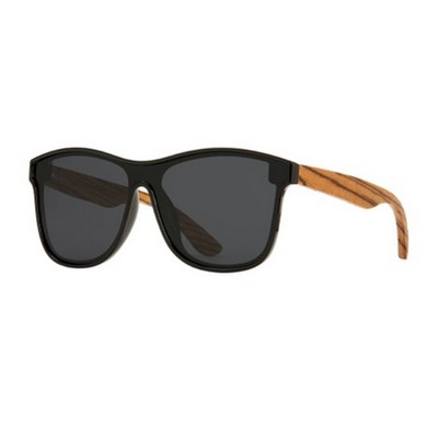 Ace Eco-Sustainable Polarized Sunglasses w/Onyx & Wood Frame